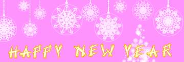 FX №82357 pink background, red circle with the word happy new  year in yellow