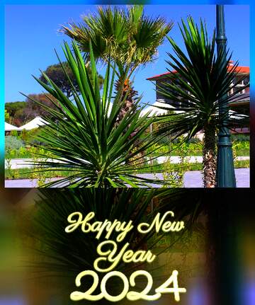 FX №83404 Palms tropical  happy new year 2022 card
