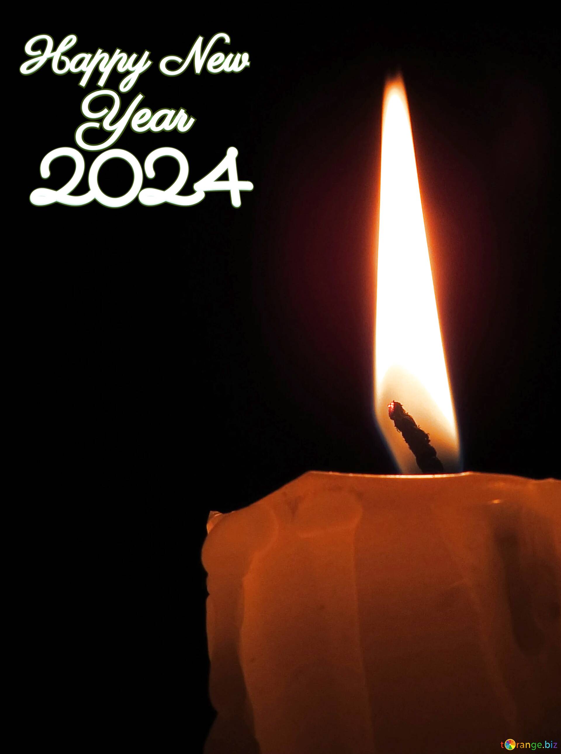 Happy new year 2024 dark card with candle №86480