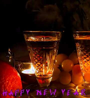 FX №86240 A glass with  wine and candles  happy new year