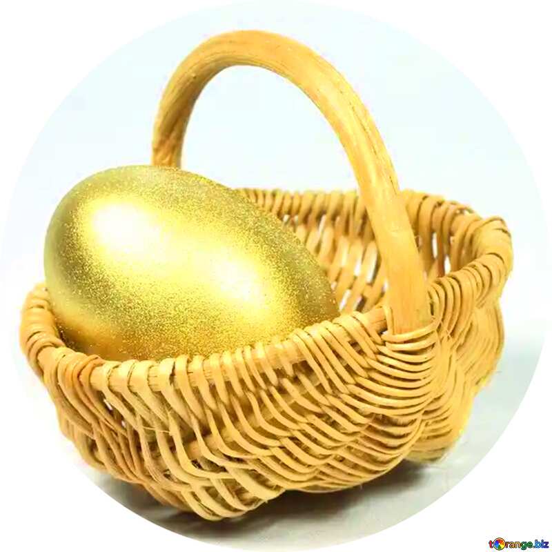 a basket with an egg Gold Easter №8246