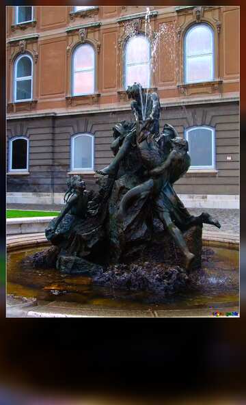 FX №87727 Children with fish fountain Hungary Budapest frame