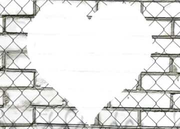 FX №87830 white brick wall grid fence love heart template