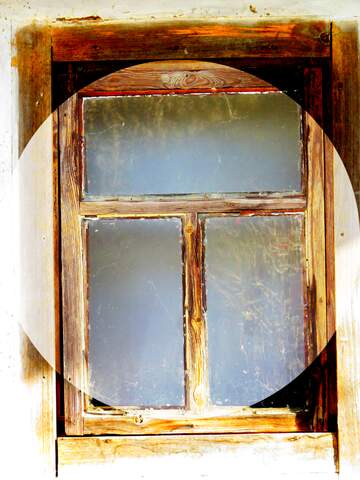 FX №93173 Old wooden window circle frame
