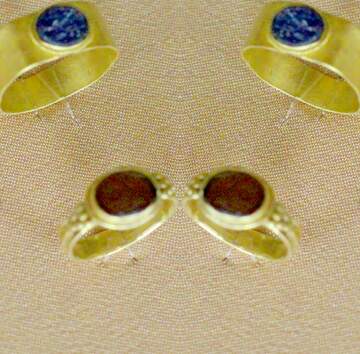 FX №93509 2 rings with blue stone, 2 rings with red stone
